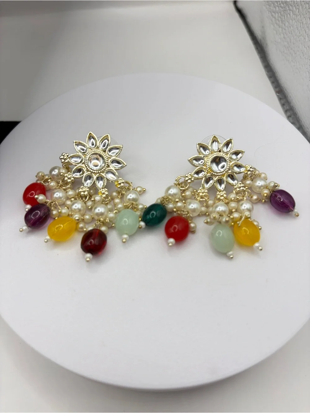 Kundan Desi Multicolor Pearl and Gold Beaded Choker Necklace